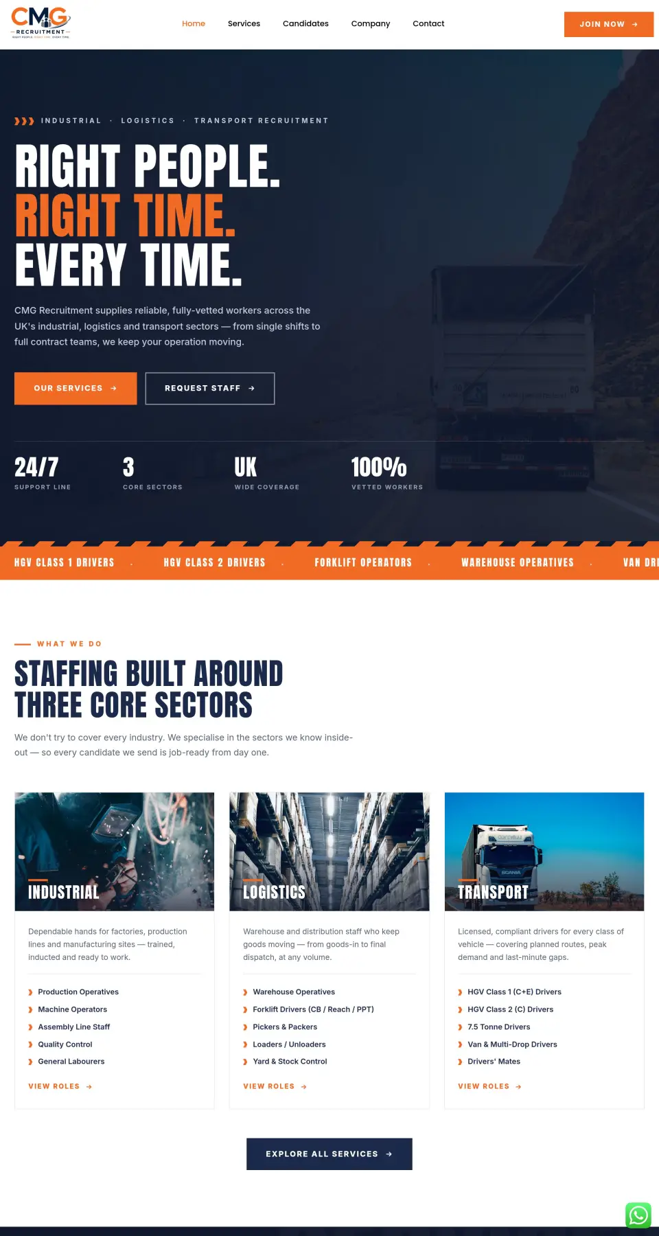 CMG Recruitment website screenshot