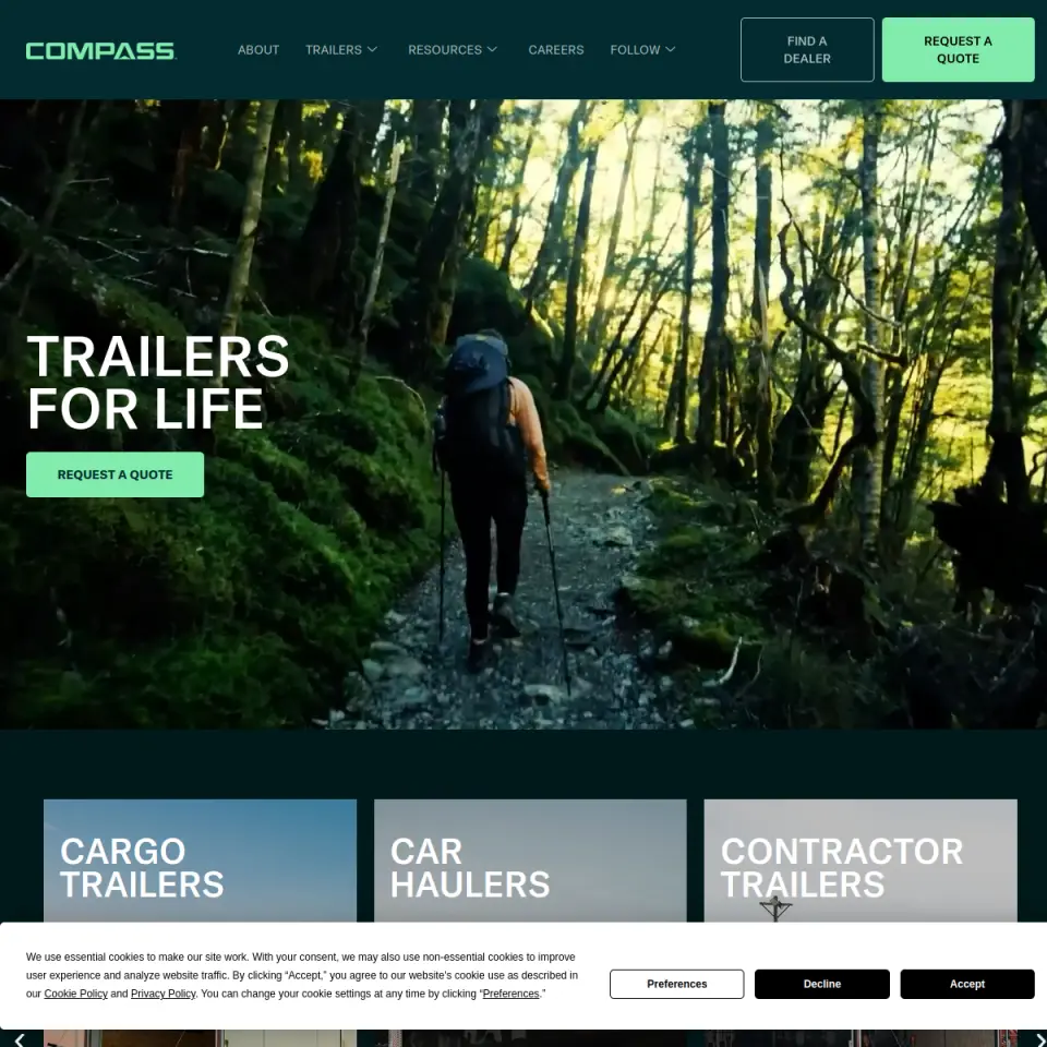 Compass Trailers website screenshot