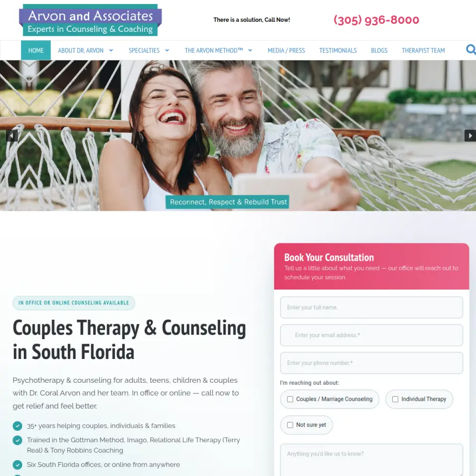 Dr. Coral Arvon website screenshot