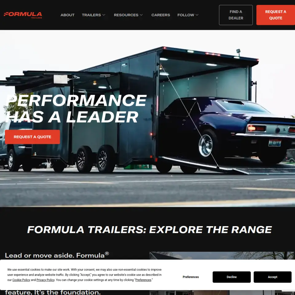 Formula Trailers website screenshot