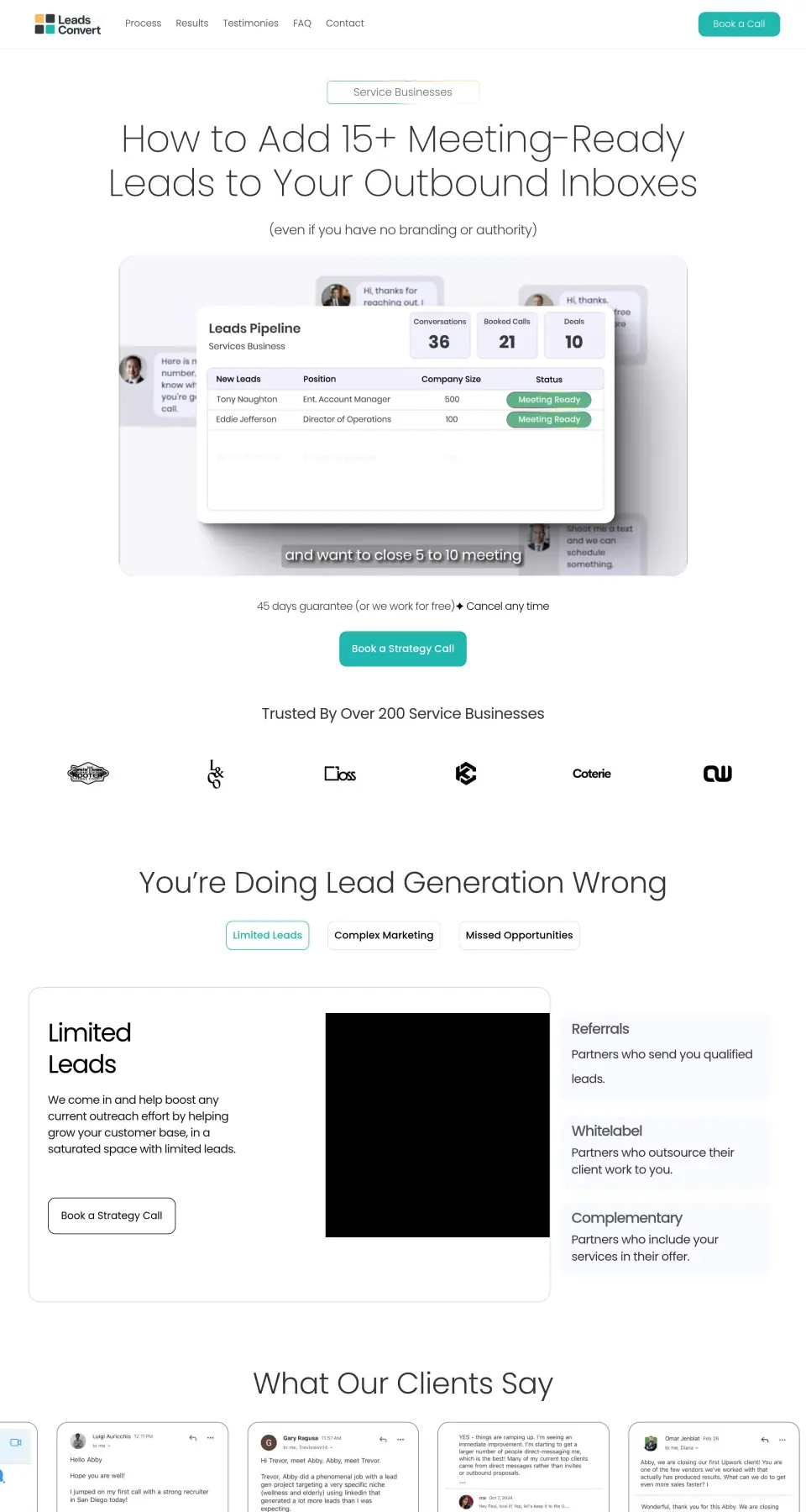 Leads Convert website screenshot