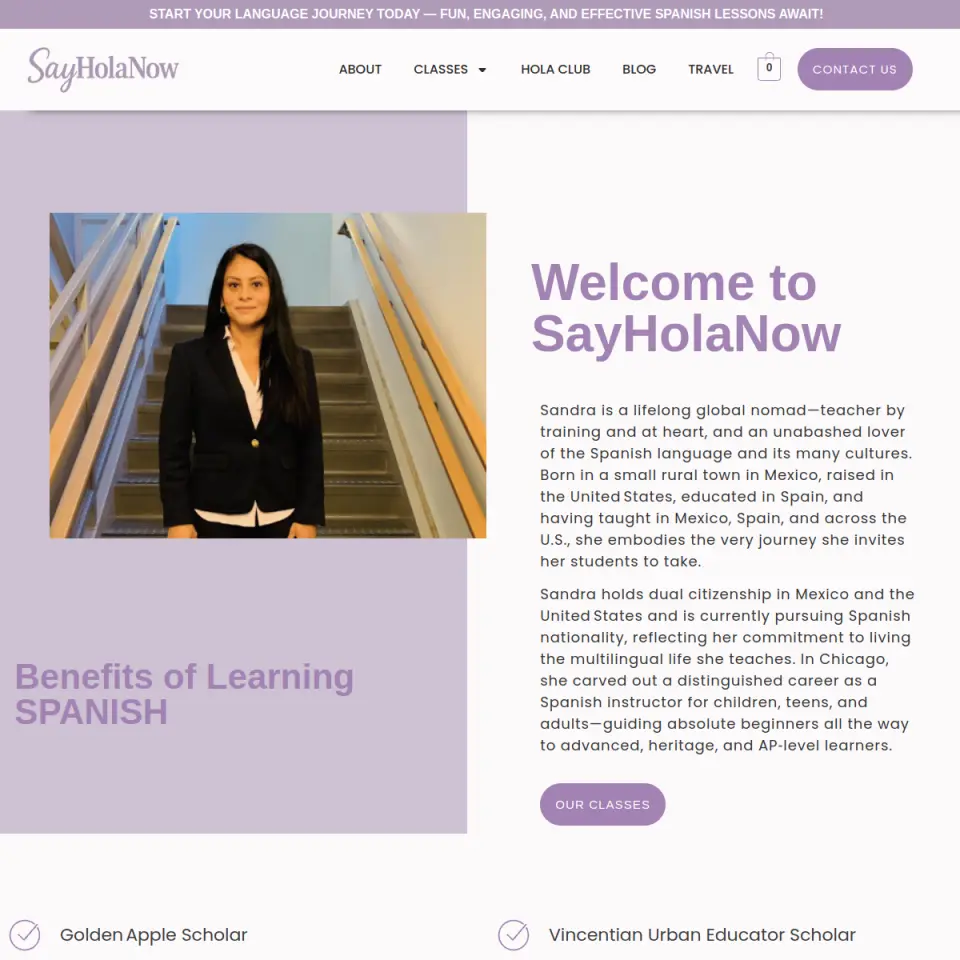 Say Hola Now website screenshot