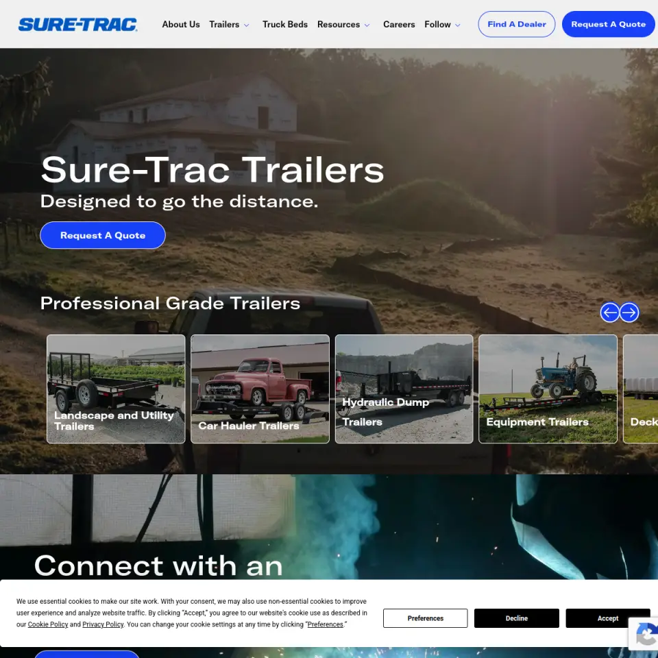Sure-Trac Trailers website screenshot