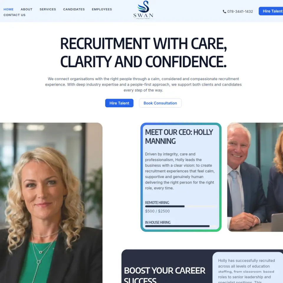Swan Recruitment Services website screenshot