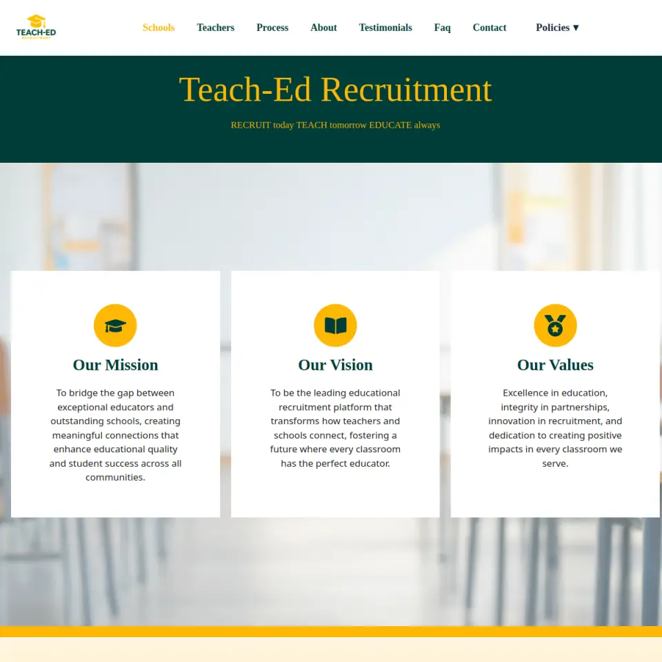 Teach-Ed Recruitment website screenshot