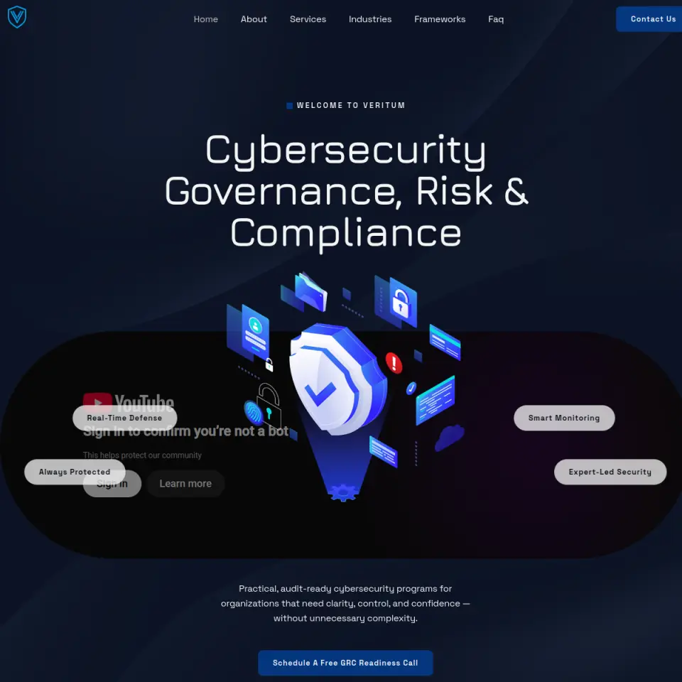 Veritum Cyber GRC website screenshot