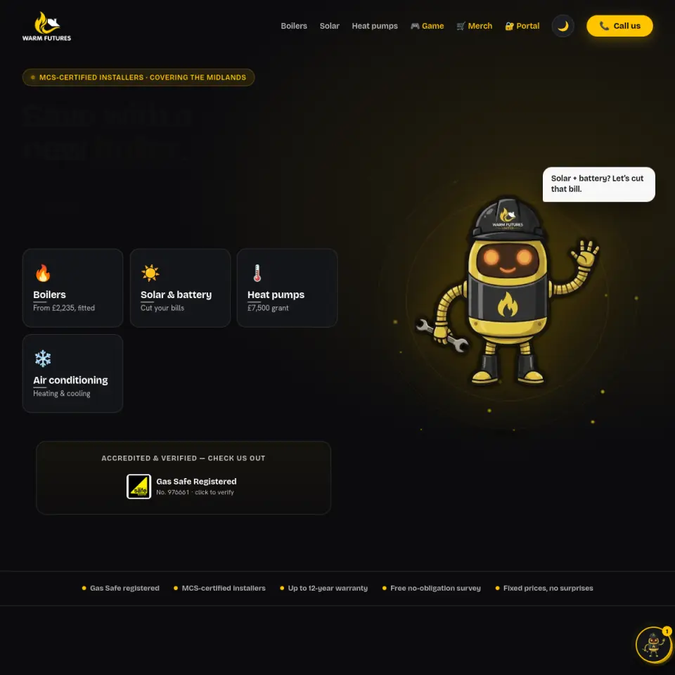 Warm Futures website screenshot