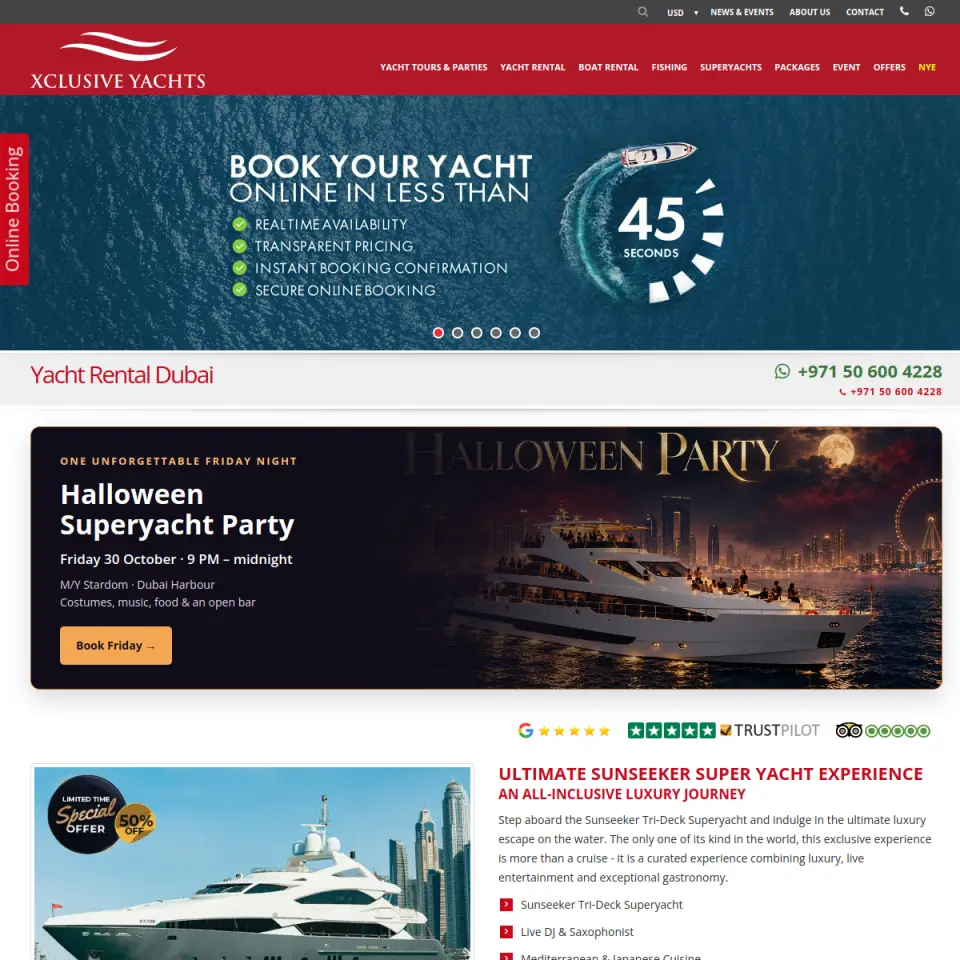 Xclusive Yachts website screenshot